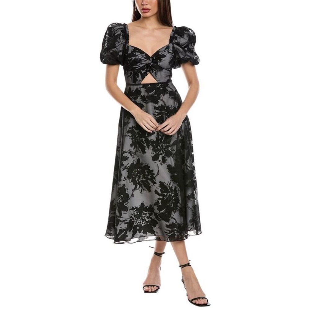 Chic Black Floral Midi Dress